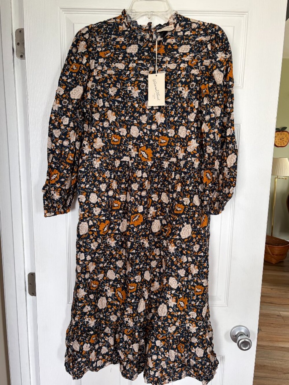 Ladies Universal Thread floral blue long sleeve dress size small NWT